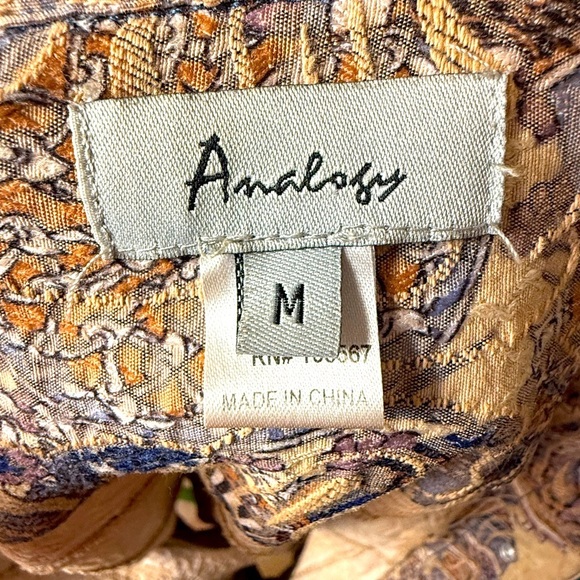Analogy Lightweight Denim-like Cotton Blend Embroidered Jacket Womens Sz M - Picture 7 of 7